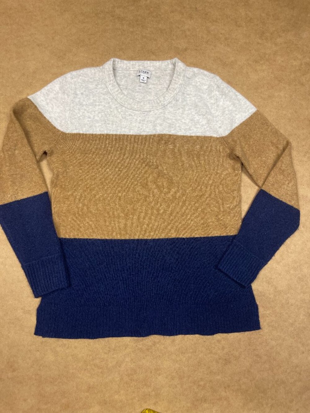 J. Crew Women's Color block Crewneck Sweater in Extra-Soft Yarn Size Small